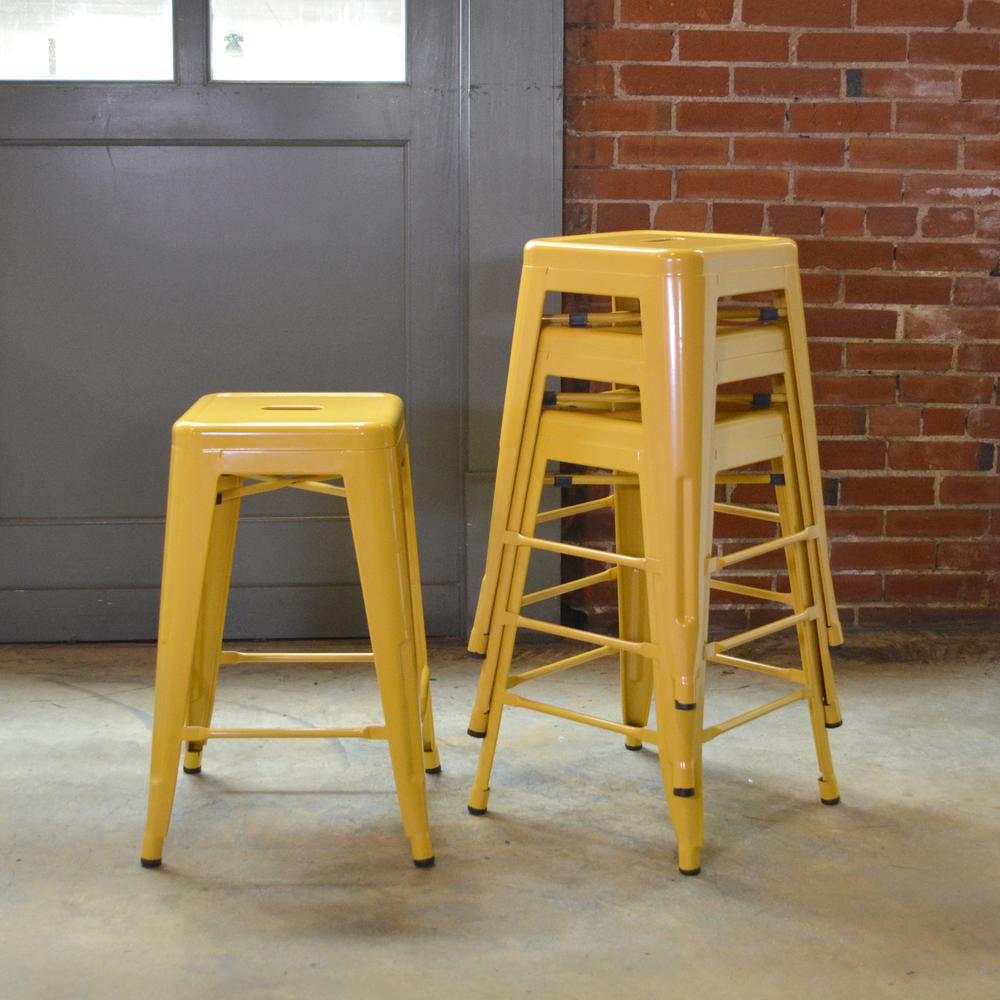AmeriHome Loft Gold 24 Inch Metal Bar Stool - 4 Piece. Picture 4