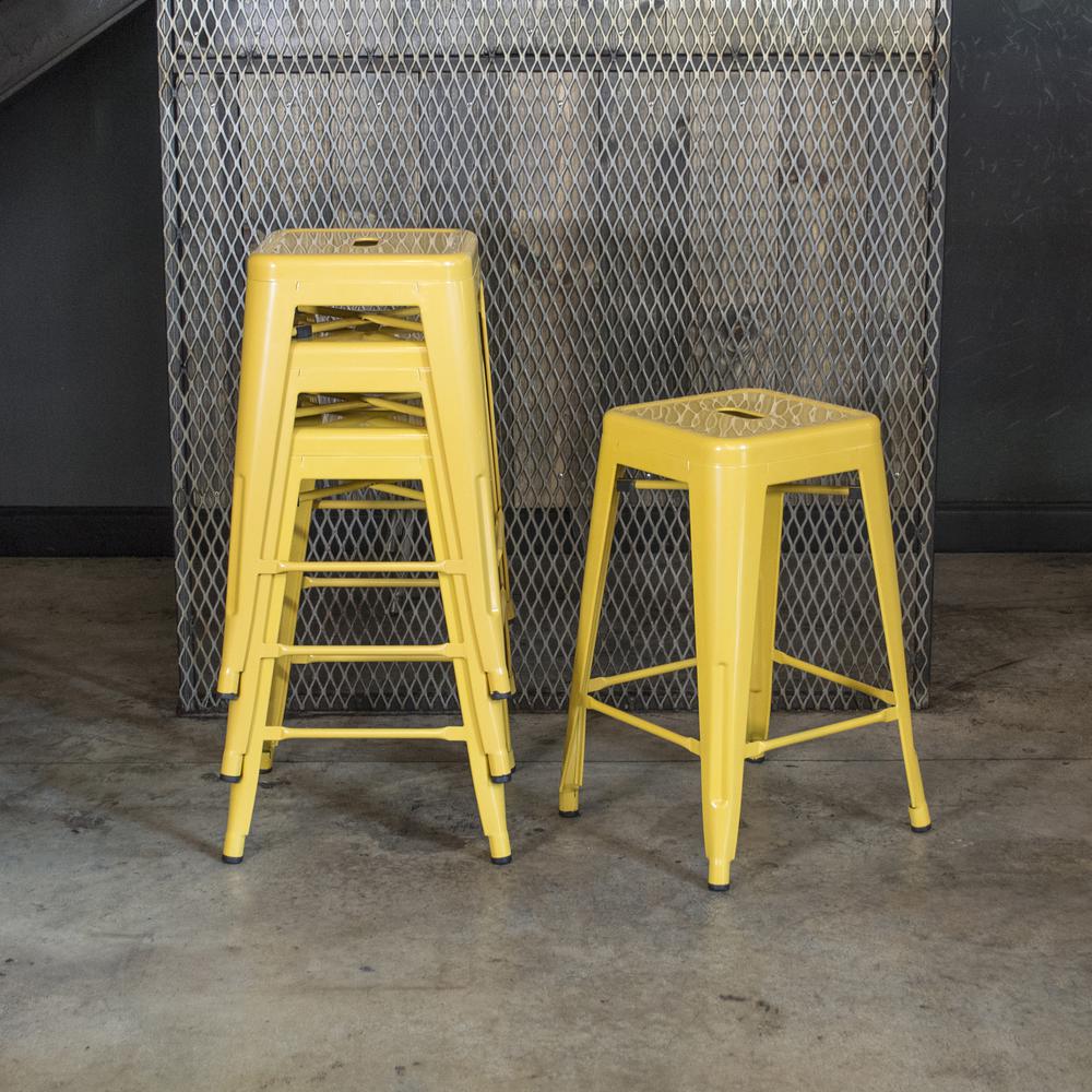AmeriHome Loft Gold 24 Inch Metal Bar Stool - 4 Piece. Picture 5