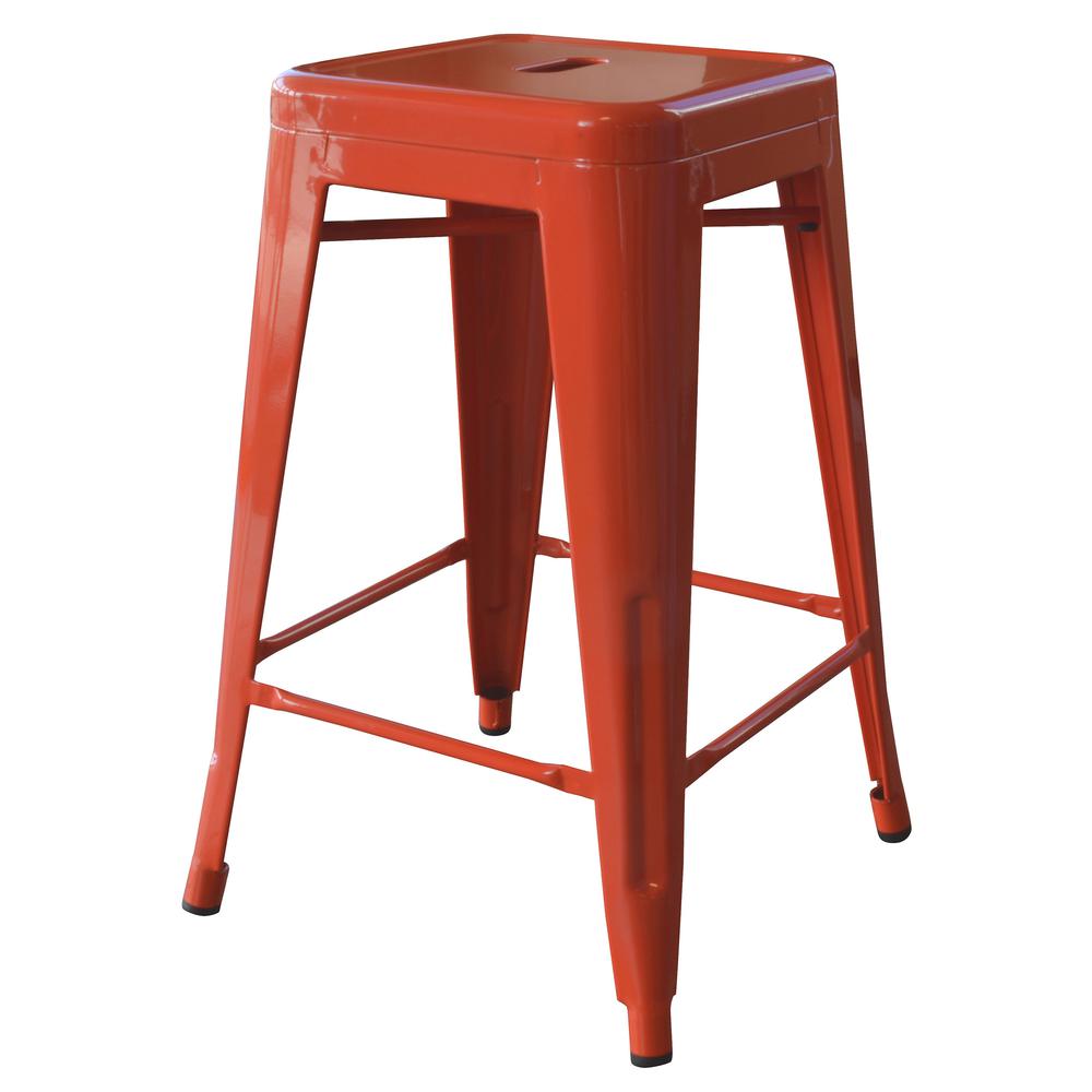 AmeriHome Loft Orange 24 Inch Metal Bar Stool - 2 Piece. Picture 2