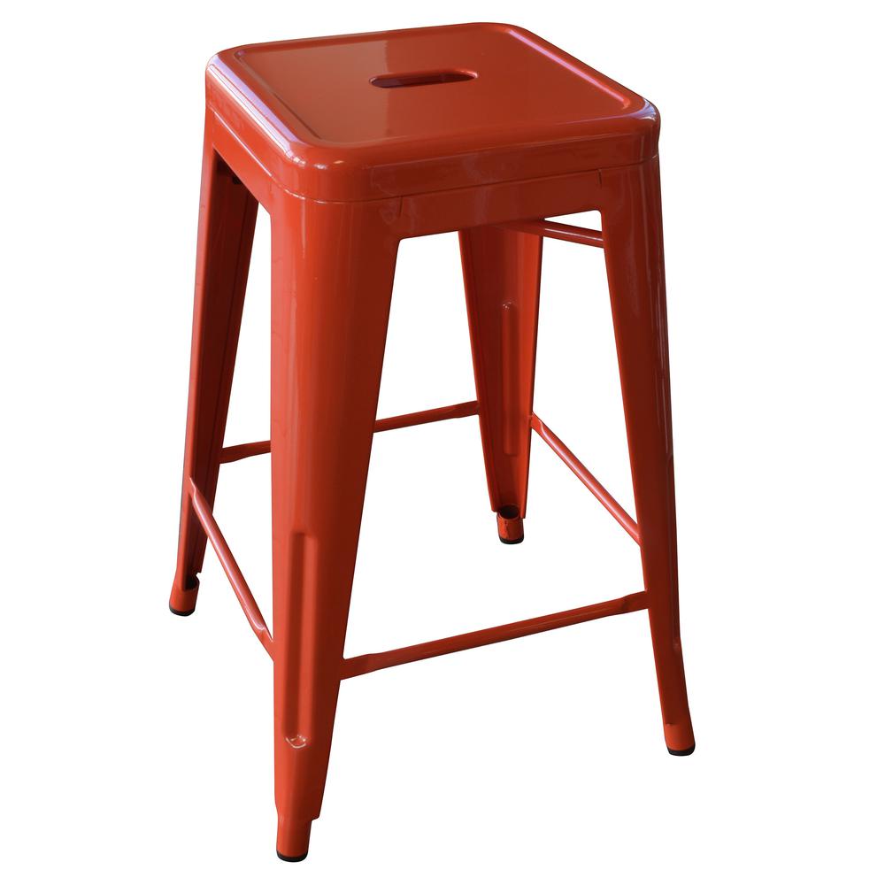 AmeriHome Loft Orange 24 Inch Metal Bar Stool - 2 Piece. Picture 3