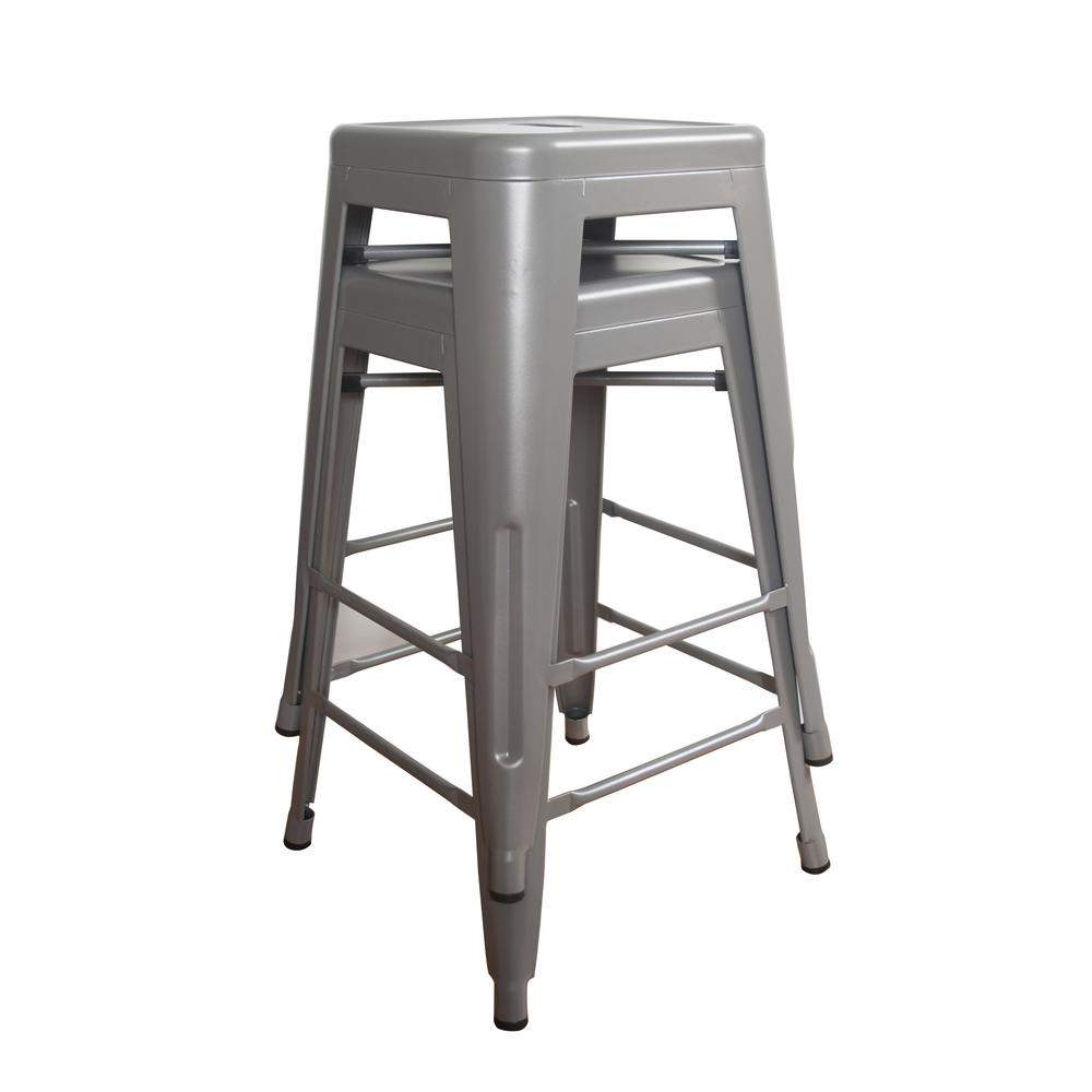 AmeriHome Loft Silver 24 Inch Metal Bar Stool - 2 Piece. Picture 2