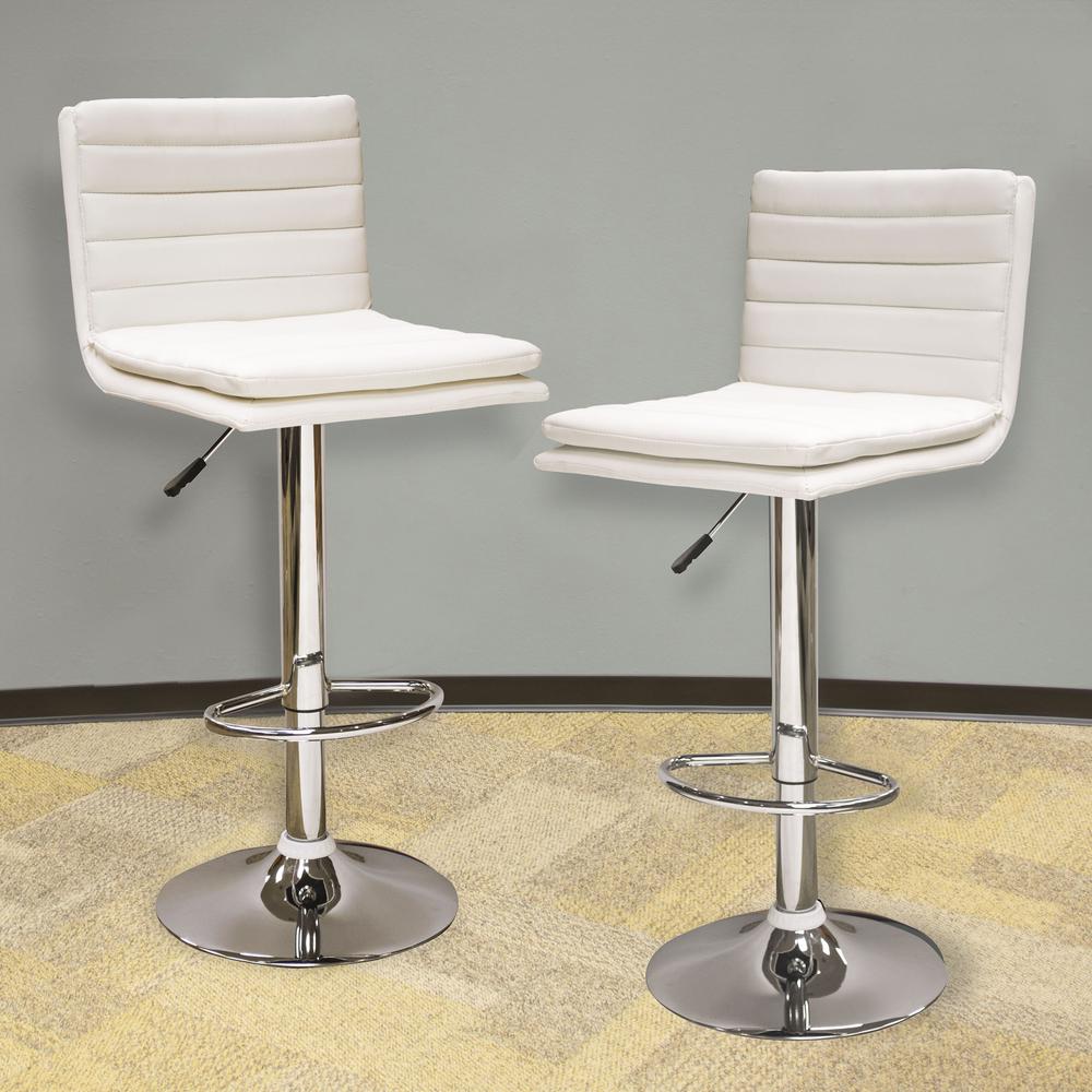 AmeriHome Modern Ripple Back Bar Stool - 2 Piece  White. Picture 3