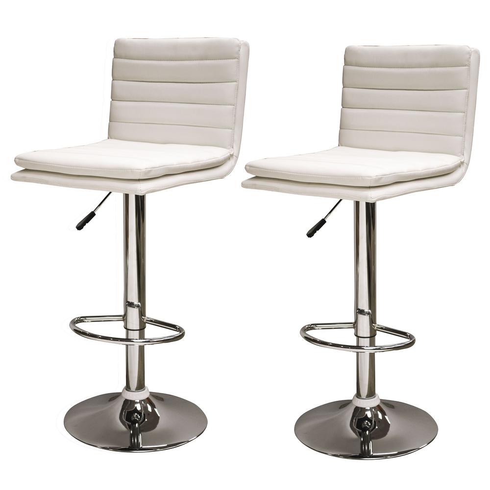 AmeriHome Modern Ripple Back Bar Stool - 2 Piece  White. Picture 2