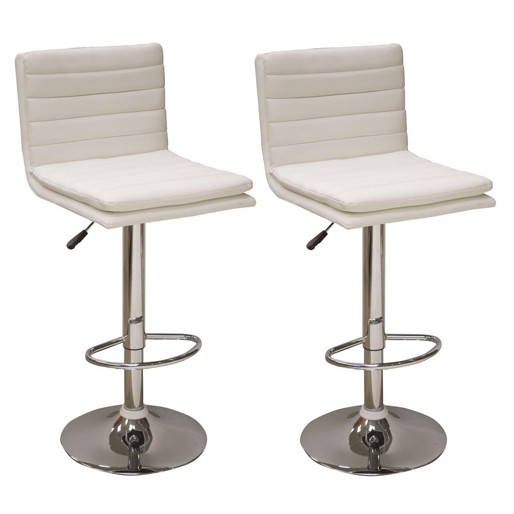 AmeriHome Modern Ripple Back Bar Stool - 2 Piece  White. Picture 1
