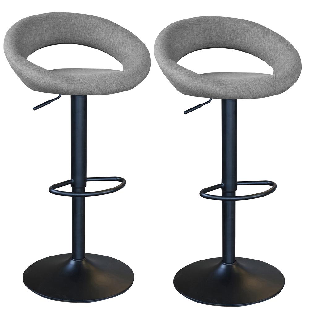 AmeriHome Classic Charcoal, Gray Fabric Bar Stool Set. Picture 5