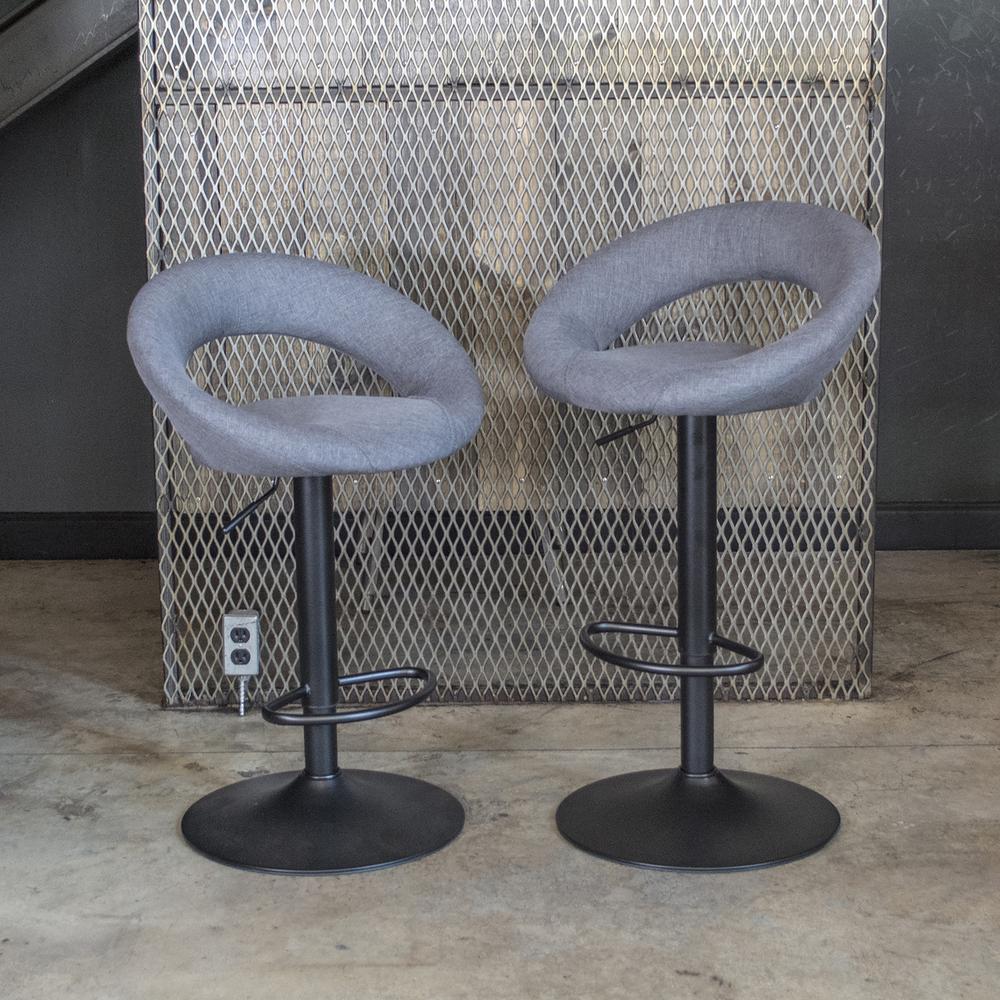 AmeriHome Classic Charcoal, Gray Fabric Bar Stool Set. Picture 2