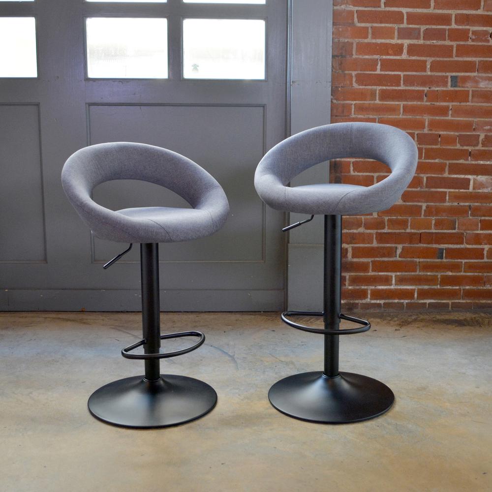 AmeriHome Classic Charcoal, Gray Fabric Bar Stool Set. Picture 3