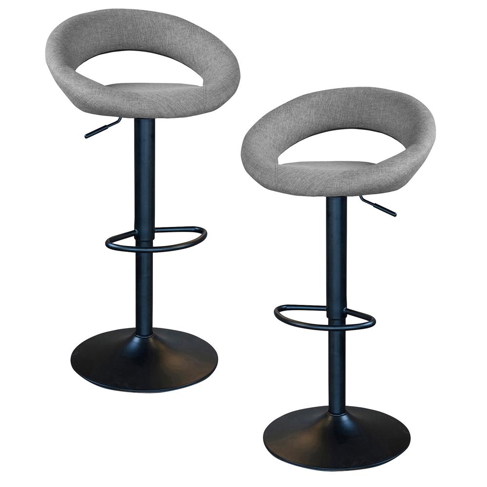 AmeriHome Classic Charcoal, Gray Fabric Bar Stool Set. Picture 1