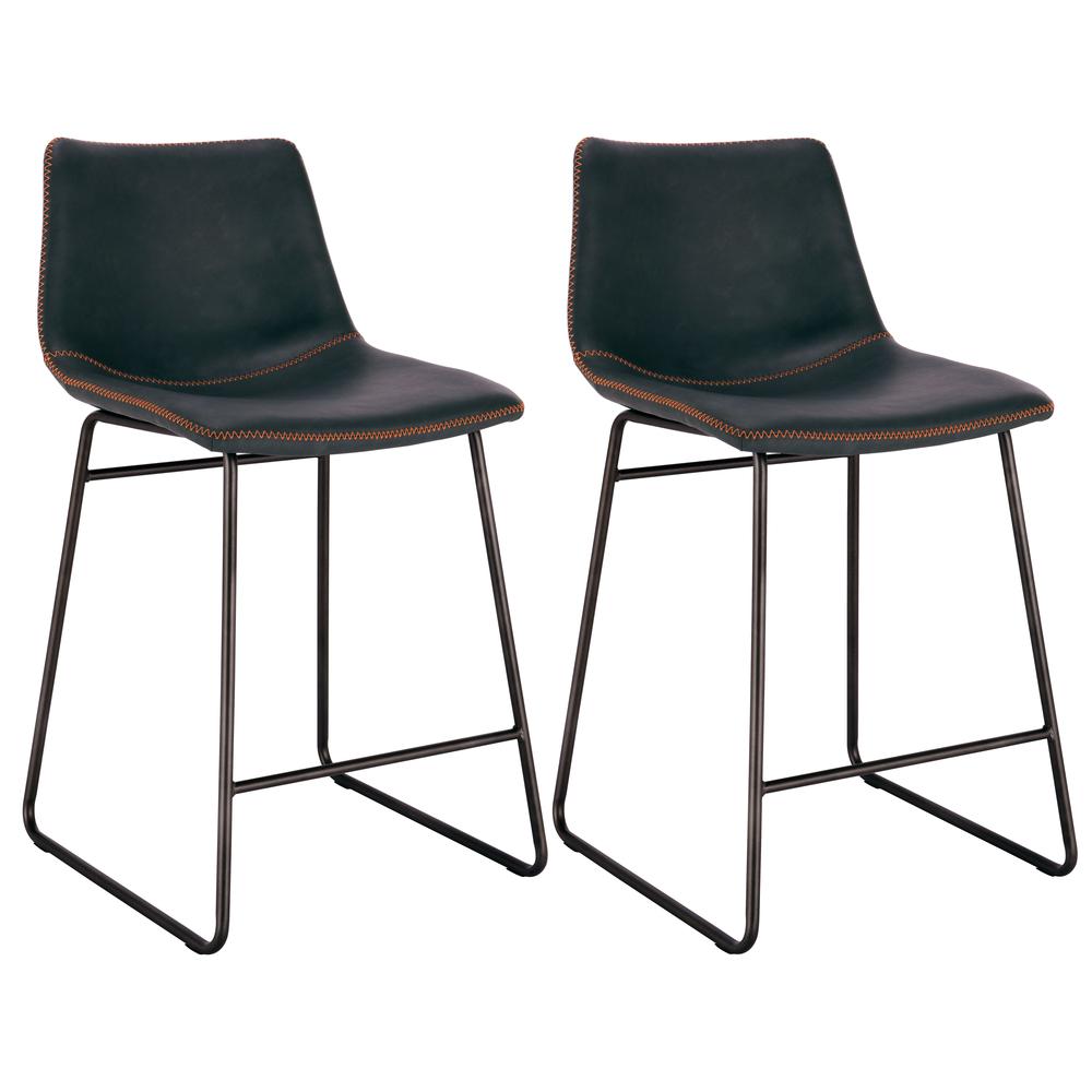 AmeriHome Classic Faux Leather 24 inch Counter Height Chair Set - Black. Picture 1