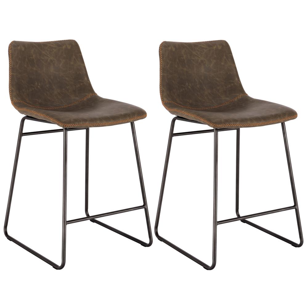 AmeriHome Classic Faux Leather 24 inch Counter Height Chair Set - Coffee. Picture 1