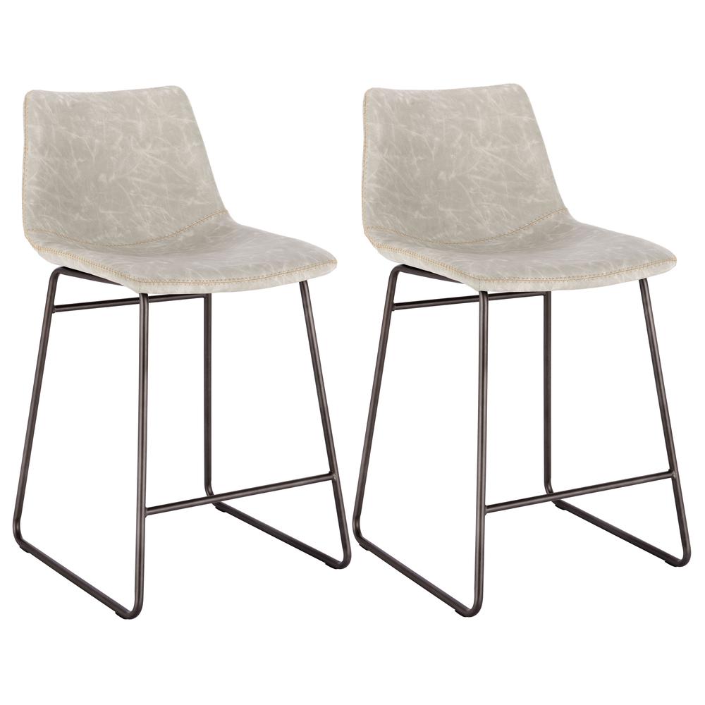AmeriHome Classic Faux Leather 24 inch Counter Height Chair Set - Stone. Picture 1