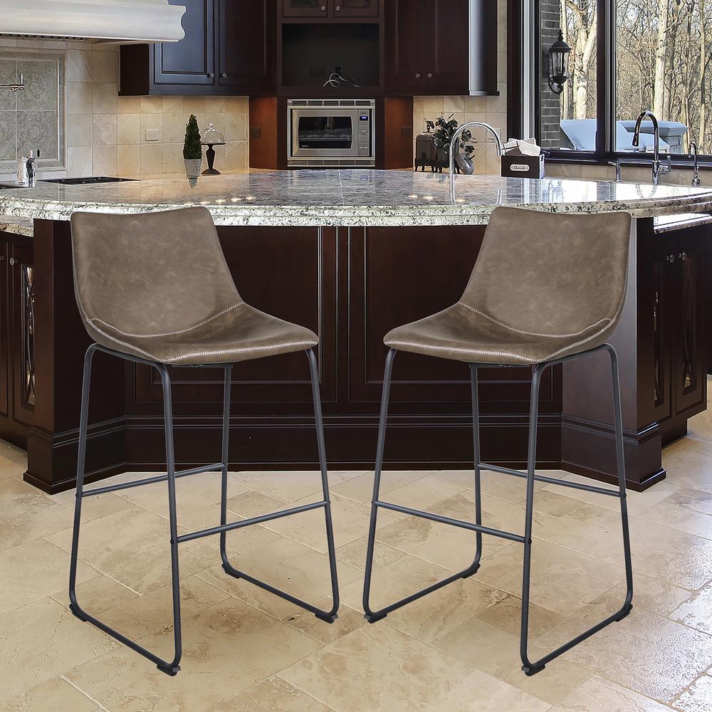 AmeriHome Classic Faux Leather 30 inch Pub Height Chair Set - Coffee. Picture 2