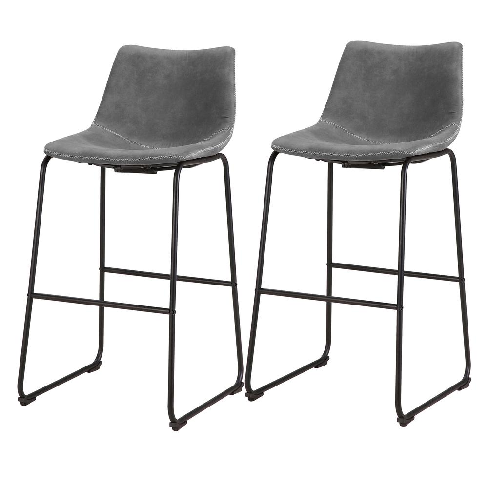 AmeriHome Classic Faux Leather 30 inch Pub Height Chair Set - Grey. Picture 2