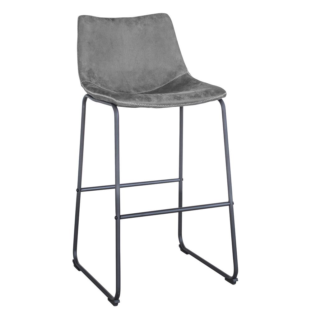 AmeriHome Classic Faux Leather 30 inch Pub Height Chair Set - Grey. Picture 4