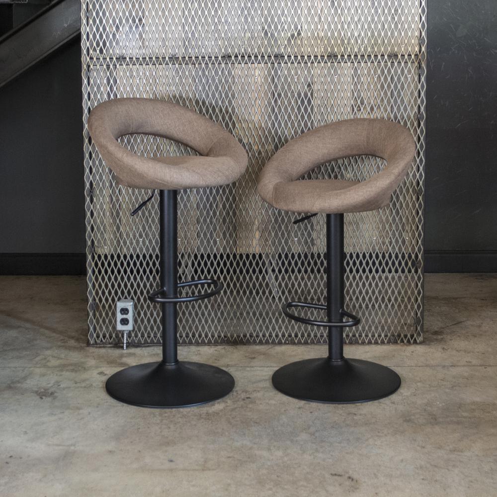 AmeriHome Classic Latte Brown Fabric Bar Stool Set. Picture 2