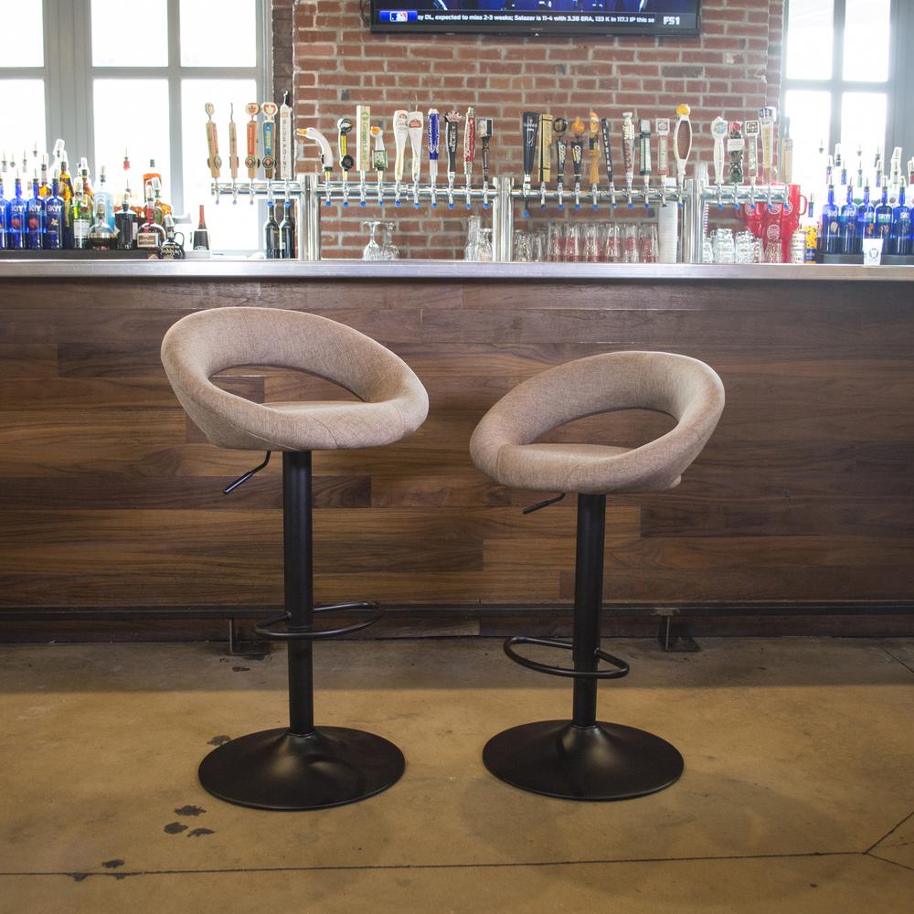 AmeriHome Classic Latte Brown Fabric Bar Stool Set. Picture 4