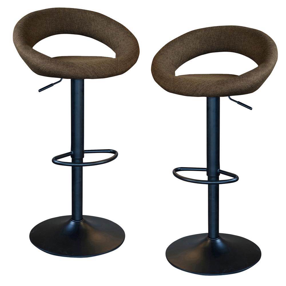 AmeriHome Classic Latte Brown Fabric Bar Stool Set. Picture 1
