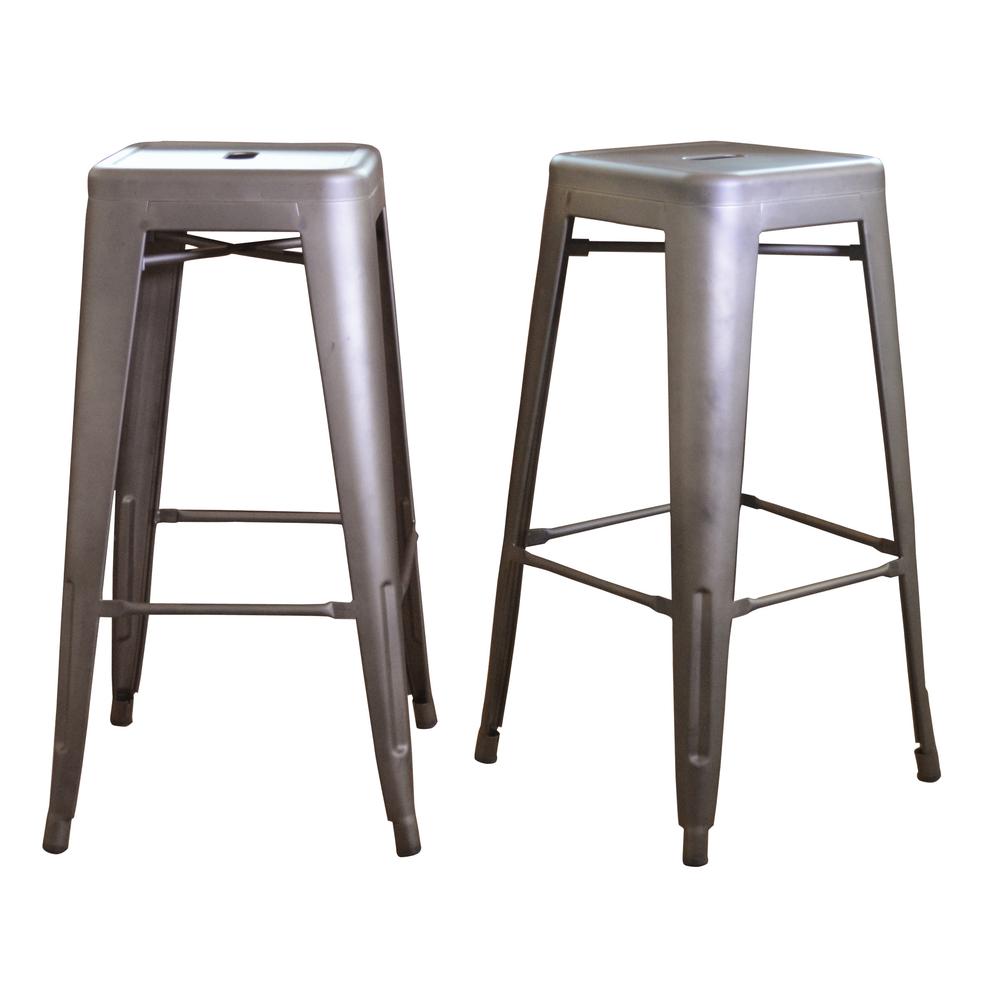 AmeriHome Loft Gun Metal 30 inch Metal Bar Stool - 2 Piece. Picture 1