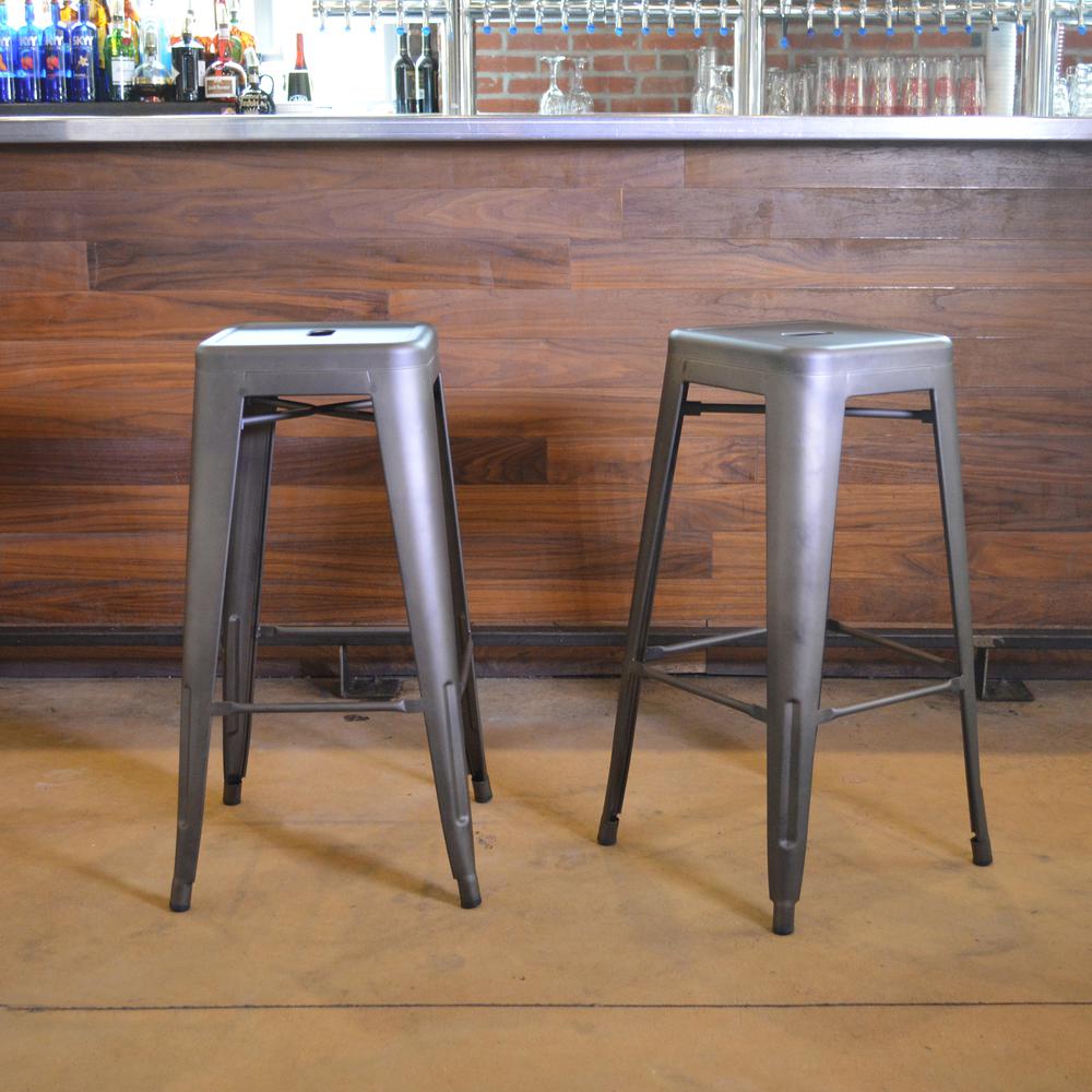 AmeriHome Loft Gun Metal 30 inch Metal Bar Stool - 2 Piece. Picture 4