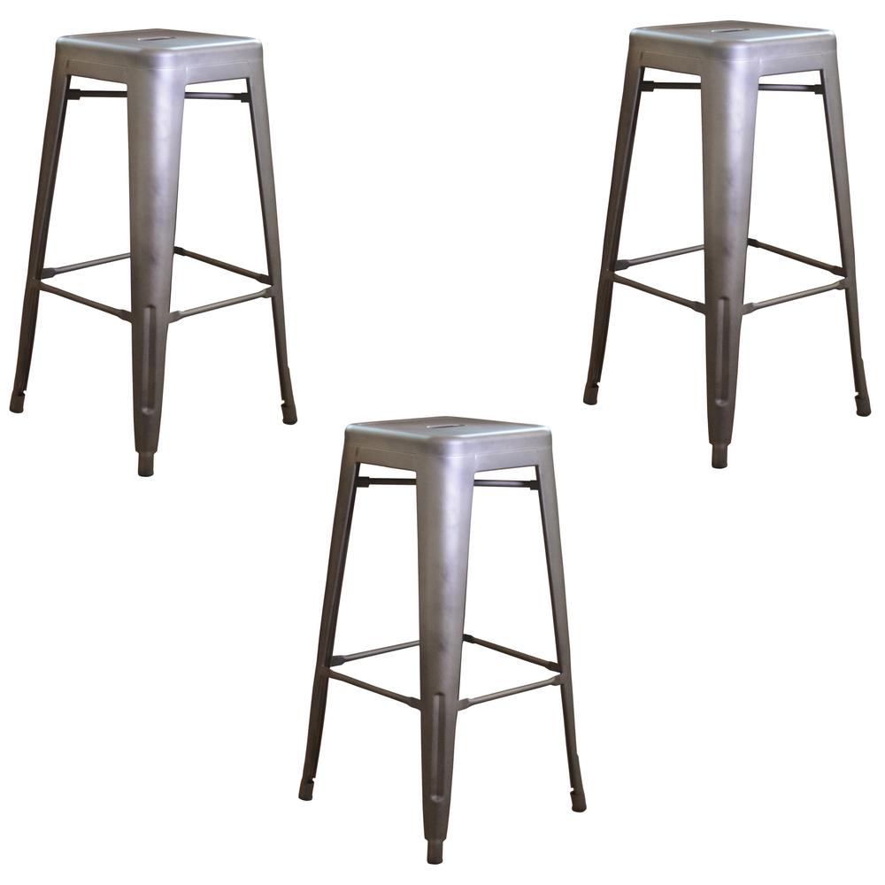 AmeriHome Loft Gun Metal 30 inch Metal Bar Stool - 3 Piece. Picture 1