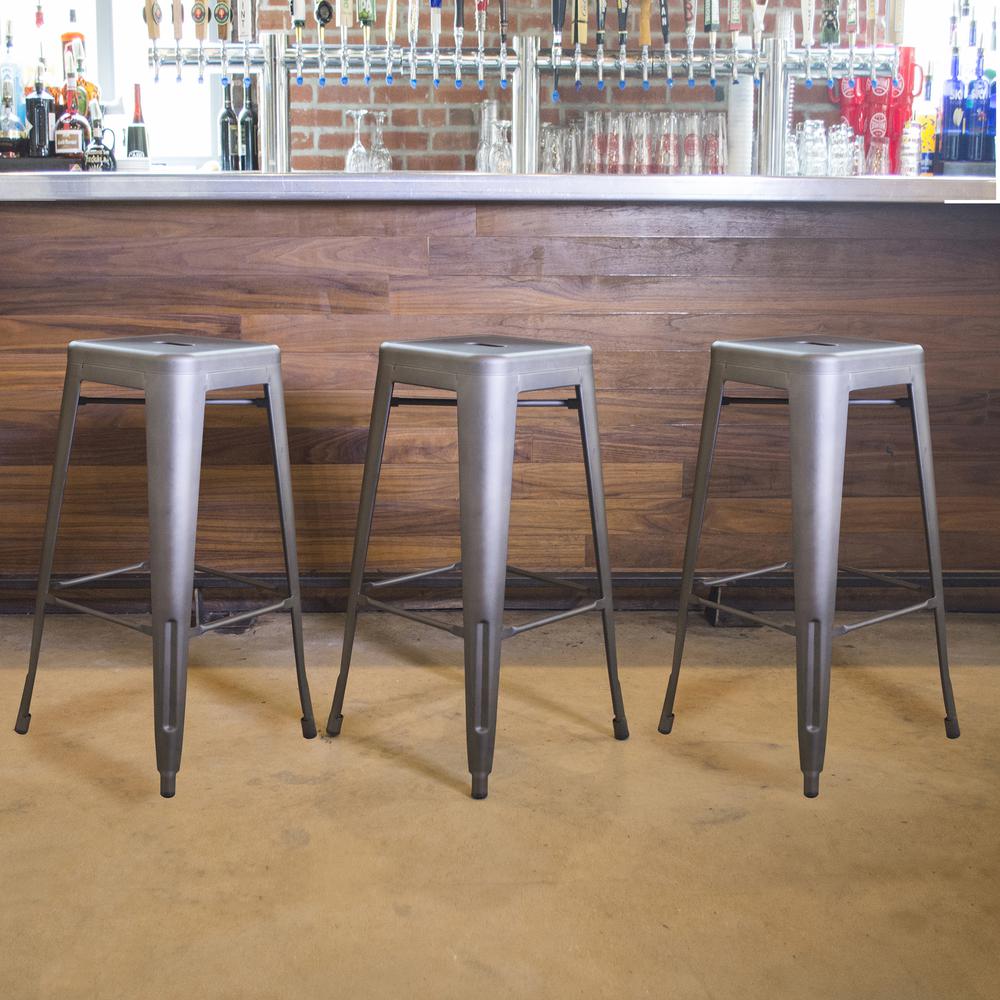 AmeriHome Loft Gun Metal 30 inch Metal Bar Stool - 3 Piece. Picture 2