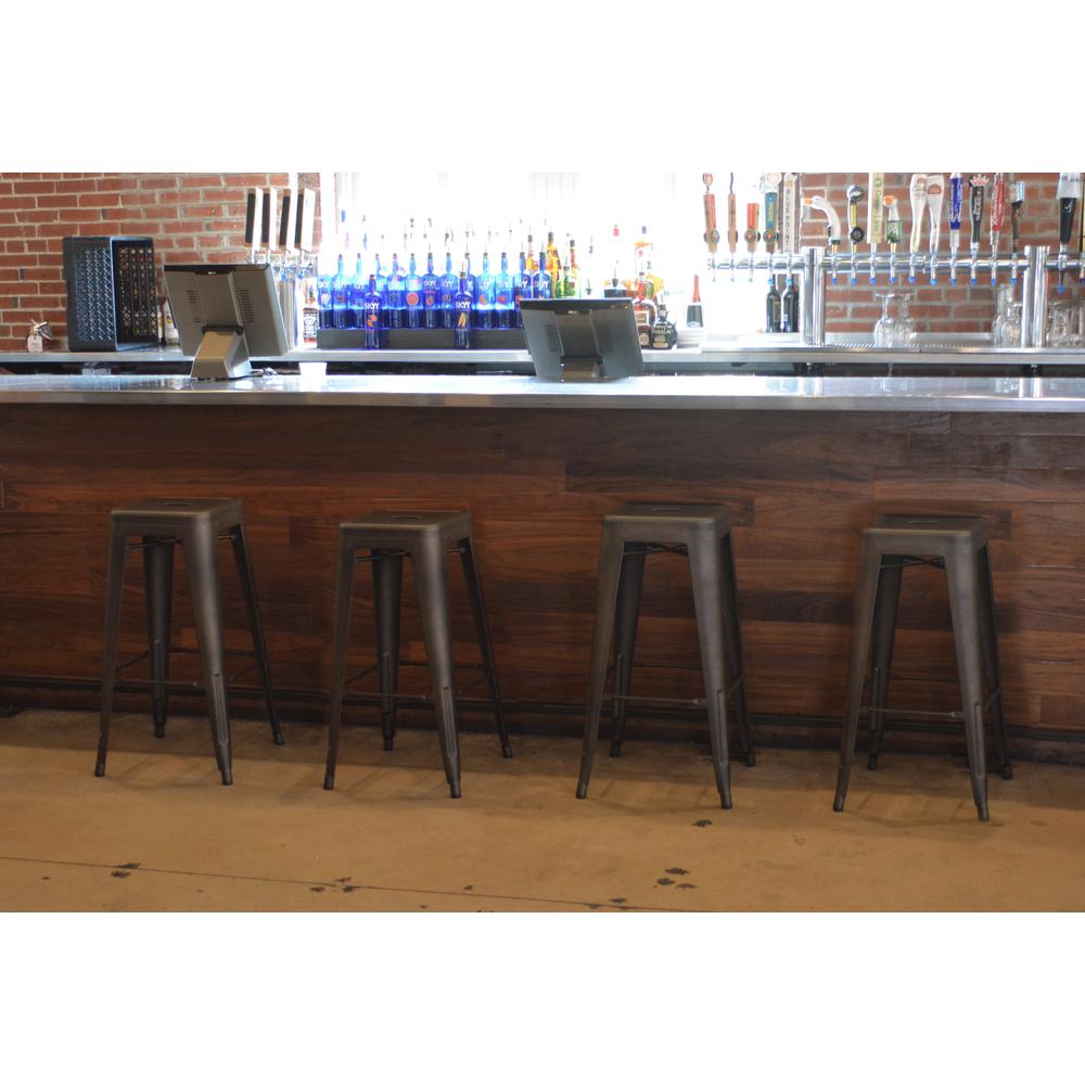 AmeriHome Loft Gun Metal 30 inch Metal Bar Stool - 4 Piece. Picture 4