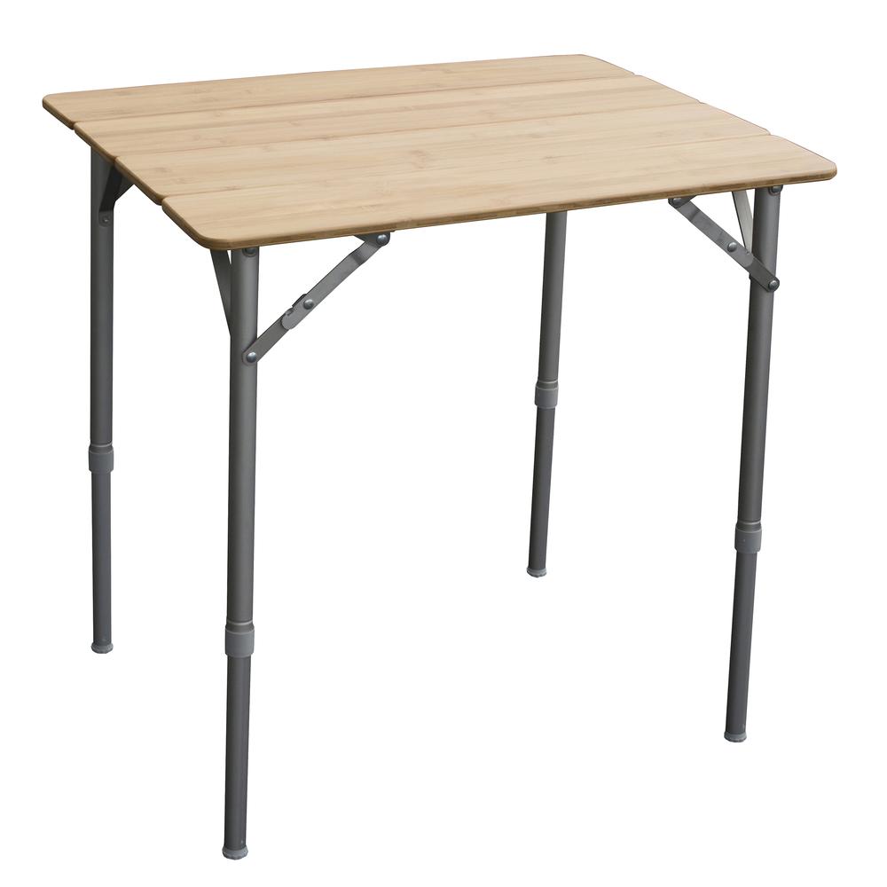 25.75 x 17 Inch Adjustable Height Folding Bamboo Table With Carry Bag. Picture 1
