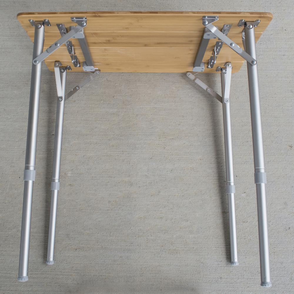 25.75 x 17 Inch Adjustable Height Folding Bamboo Table With Carry Bag. Picture 3