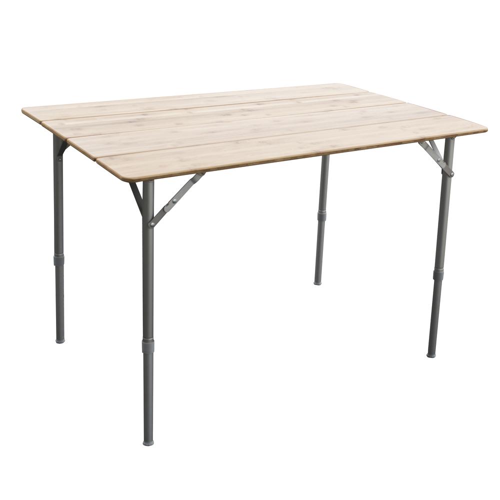 39.35 x 25.5 Inch Adjustable Height Folding Bamboo Table With Carry Bag. Picture 1