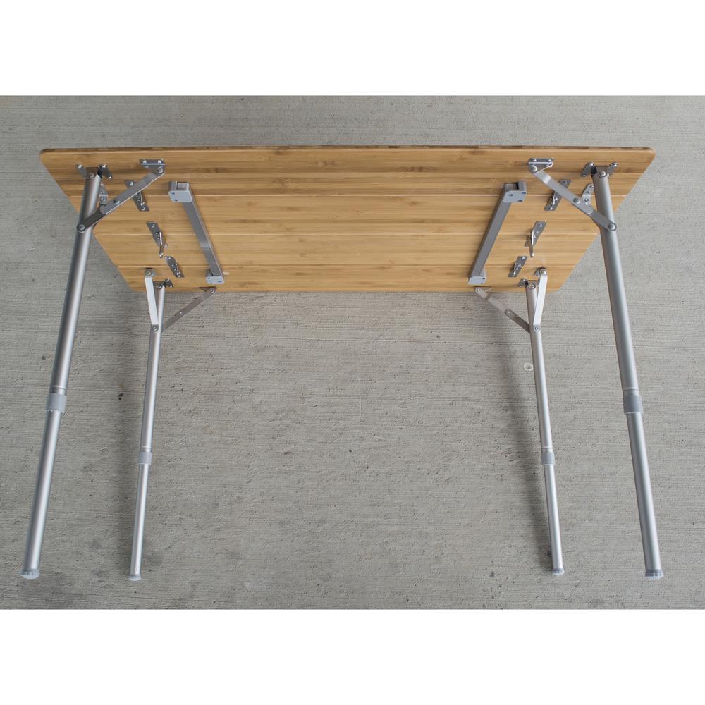 39.35 x 25.5 Inch Adjustable Height Folding Bamboo Table With Carry Bag. Picture 4