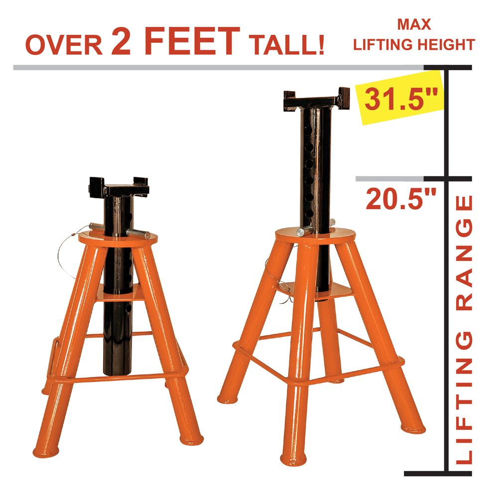 10 Ton Medium Height  Jack Stand Set (2pk). Picture 4