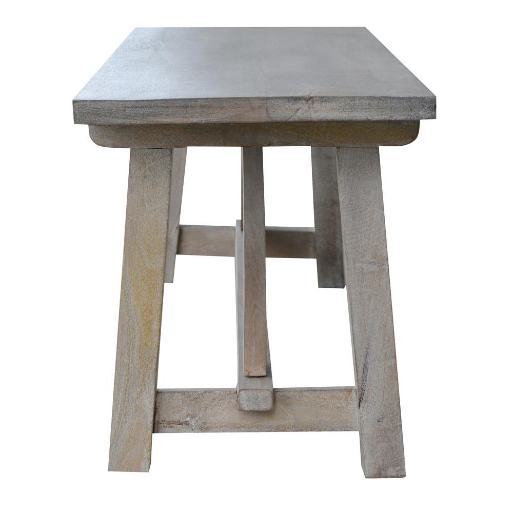 AmeriHome Trestle Farm House Mango Wood 53 in. Bench - Grey. Picture 5