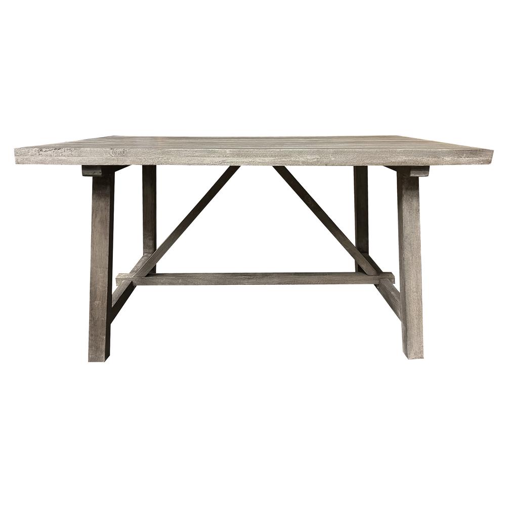 AmeriHome Trestle Farm House Mango Wood 58 in. Dining Table - Grey. Picture 5
