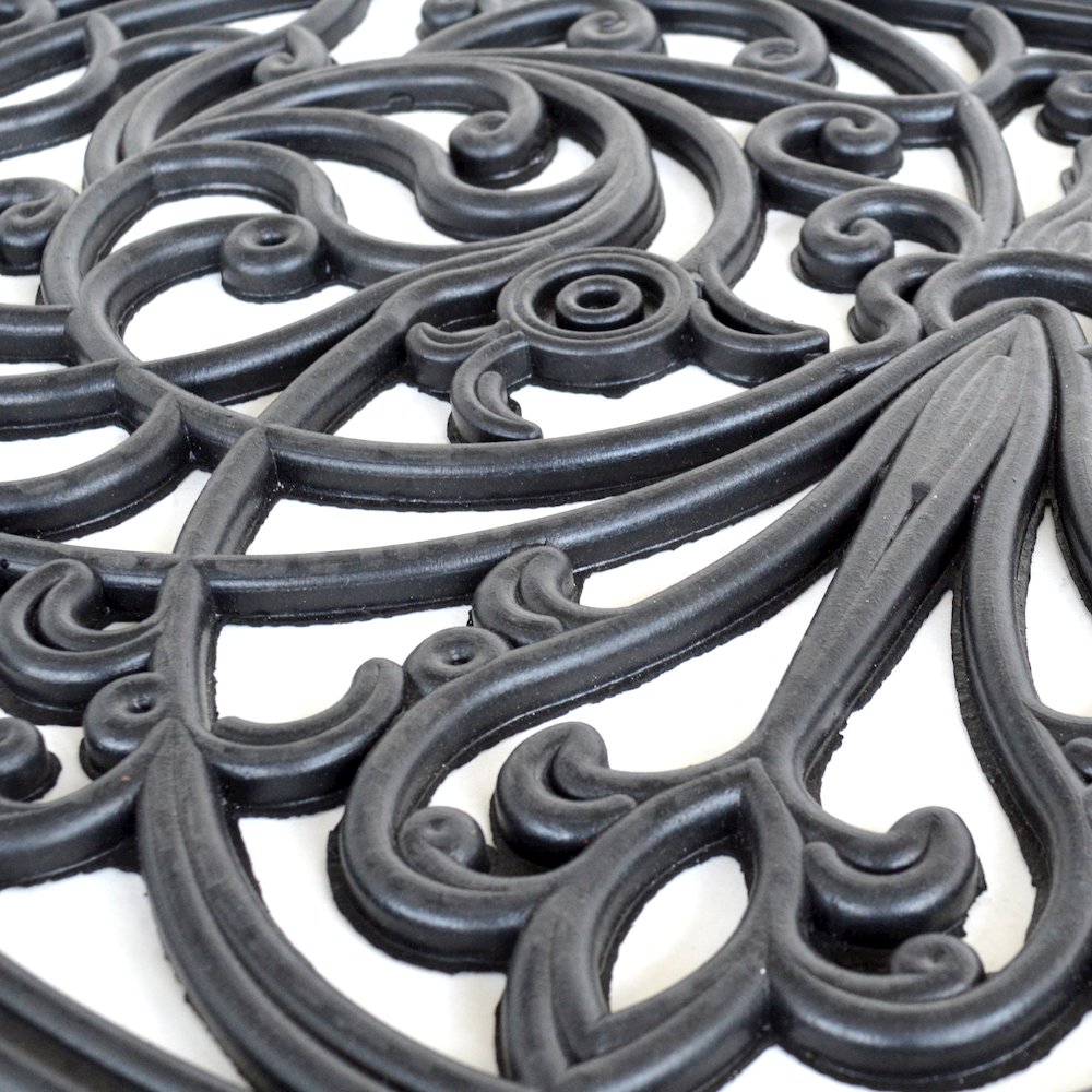Arc Shape Decorative Scrollwork Rubber Entry Mat 18 in. x 30 in. 2 Piece Set. Picture 5