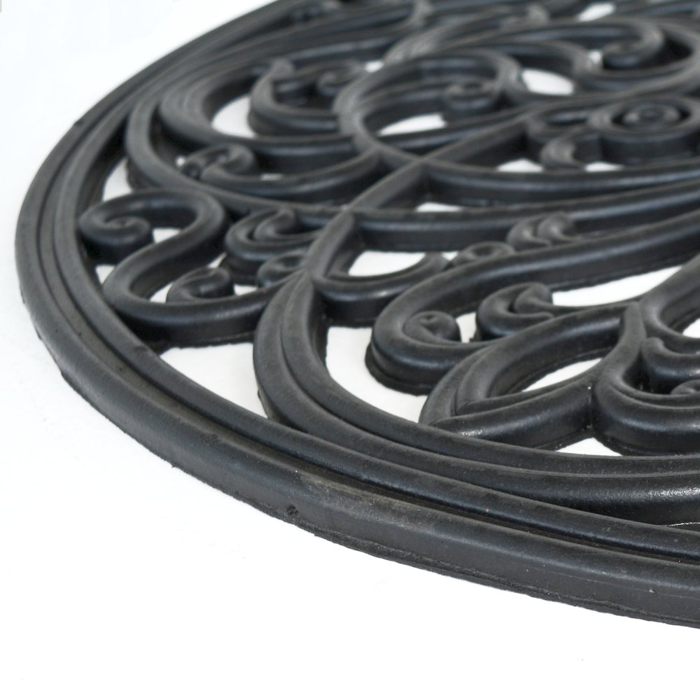 Arc Shape Decorative Scrollwork Rubber Entry Mat 18 in. x 30 in. 2 Piece Set. Picture 4