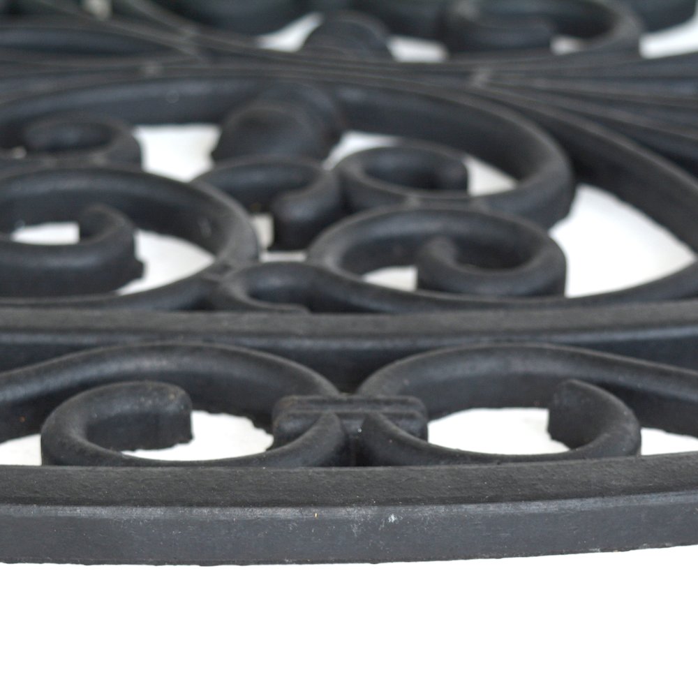 Oval Shape Decorative Scrollwork Rubber Entry Mat 18 x 30 in. 2 Piece Set. Picture 4