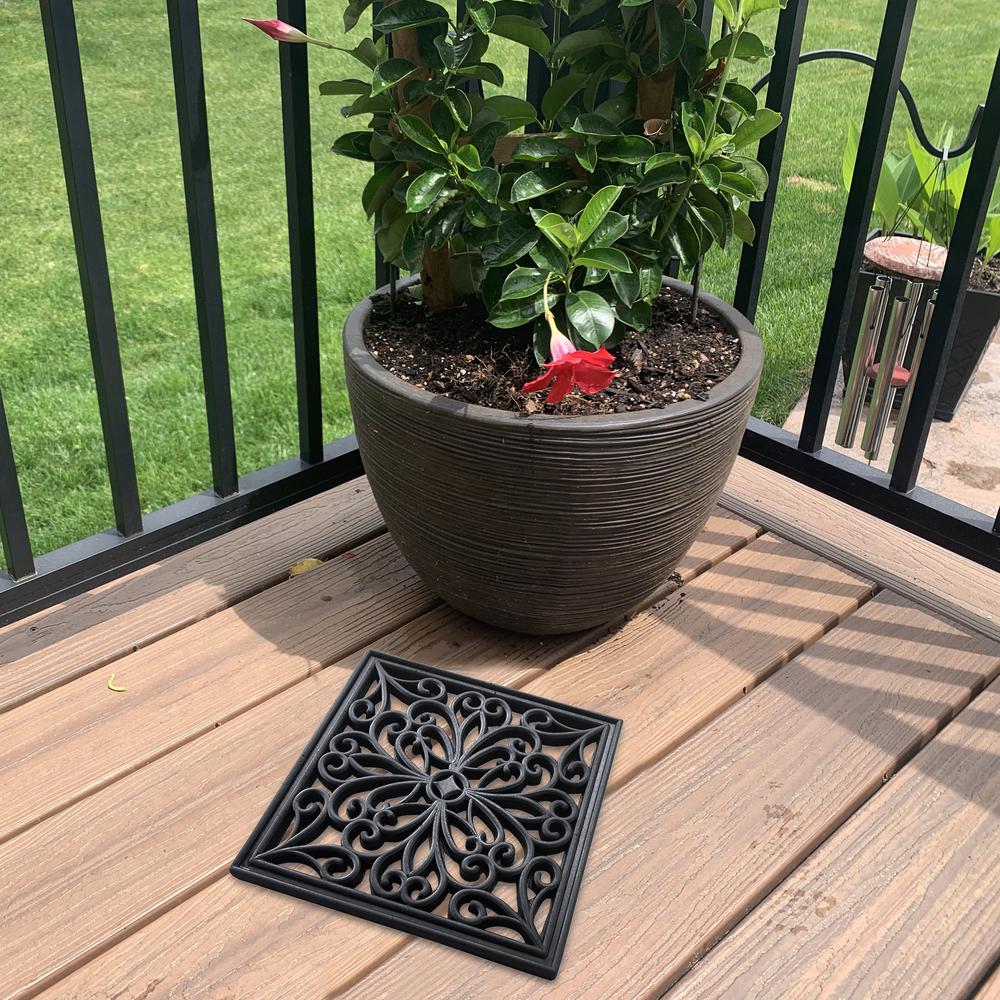 4 Piece 12 inch Square Rubber Scrollwork Step Mat Set. Picture 3