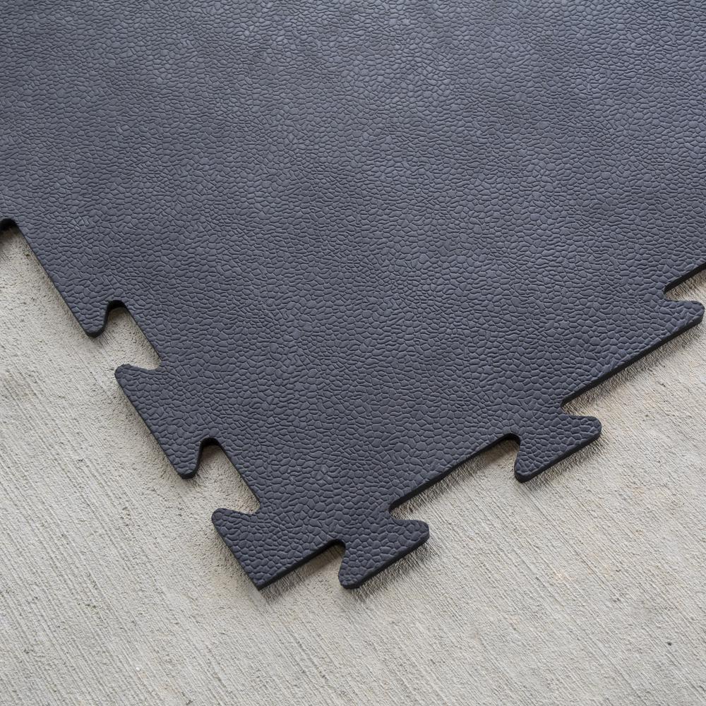 Smooth Interlocking Square Rubber Tile Mats - 4 Pack. Picture 3