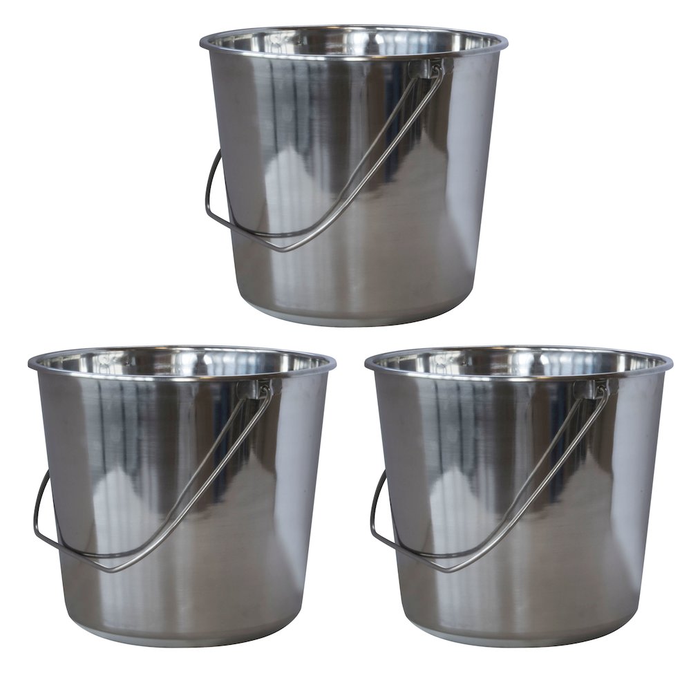 AmeriHome Medium Stainless Steel Bucket Set – 3 Piece. Picture 1