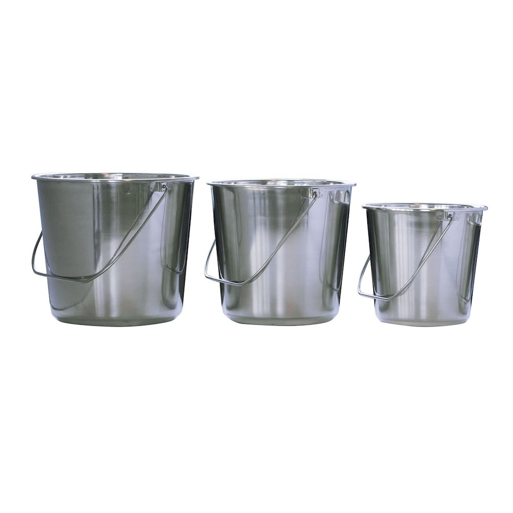AmeriHome Assorted Stainless Steel Bucket Set 3 Piece Set. Picture 1