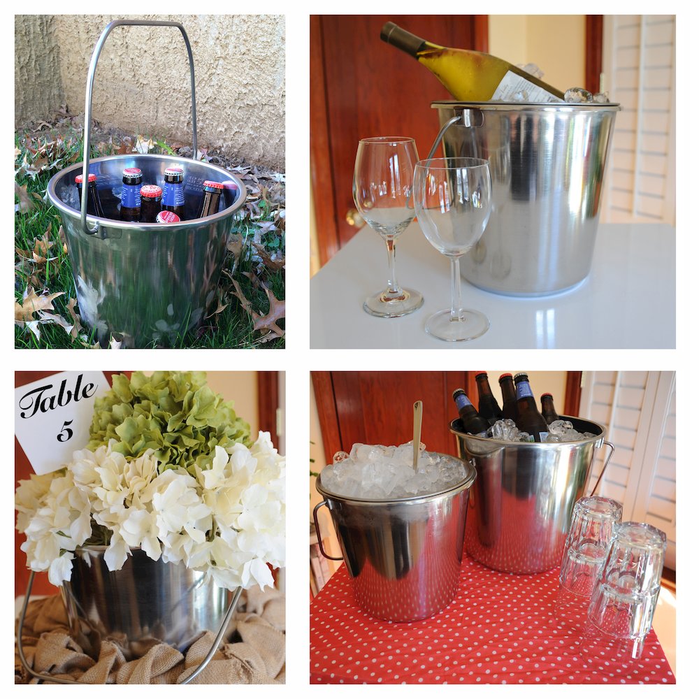 AmeriHome Assorted Stainless Steel Bucket Set 3 Piece Set. Picture 7