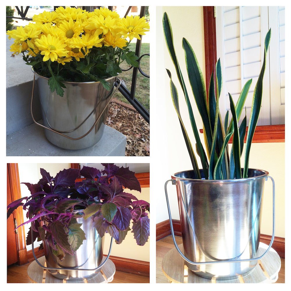 AmeriHome Assorted Stainless Steel Bucket Set 3 Piece Set. Picture 6