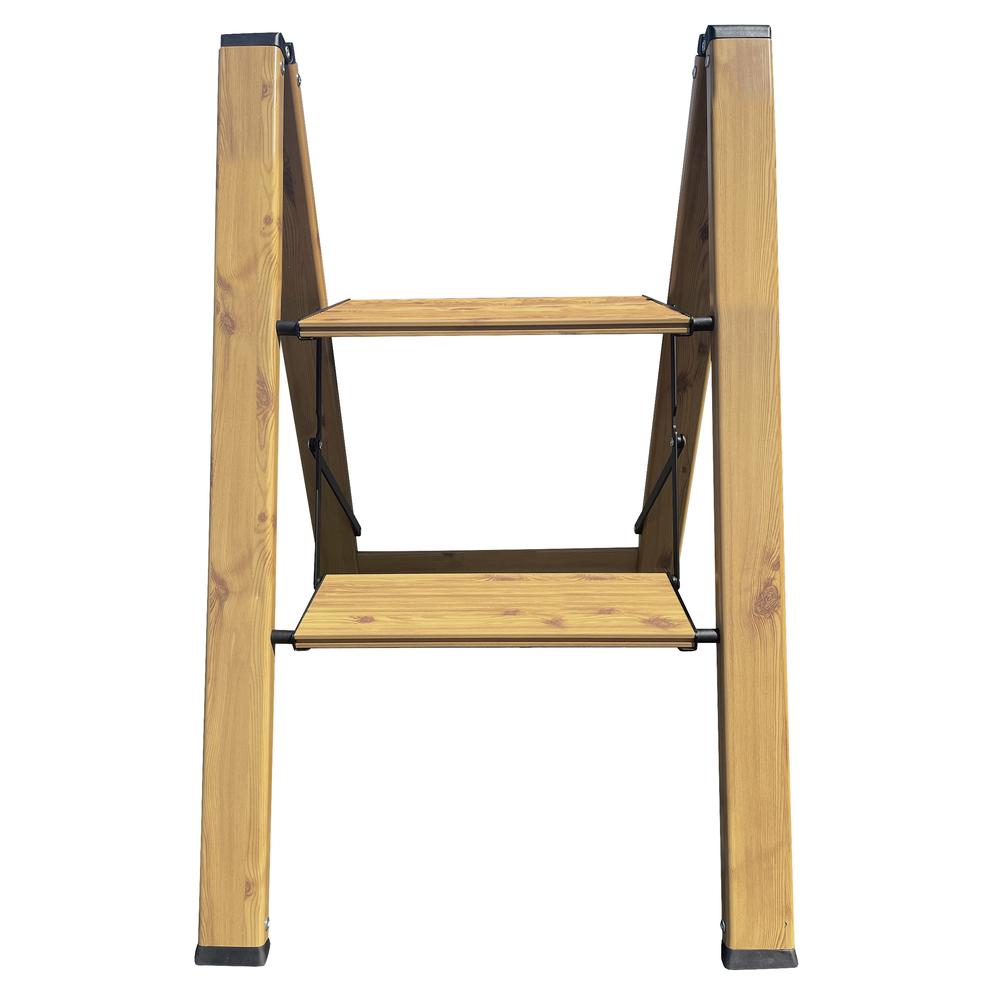 2 Step Aluminum Wood Grain Folding Ladder. Picture 5