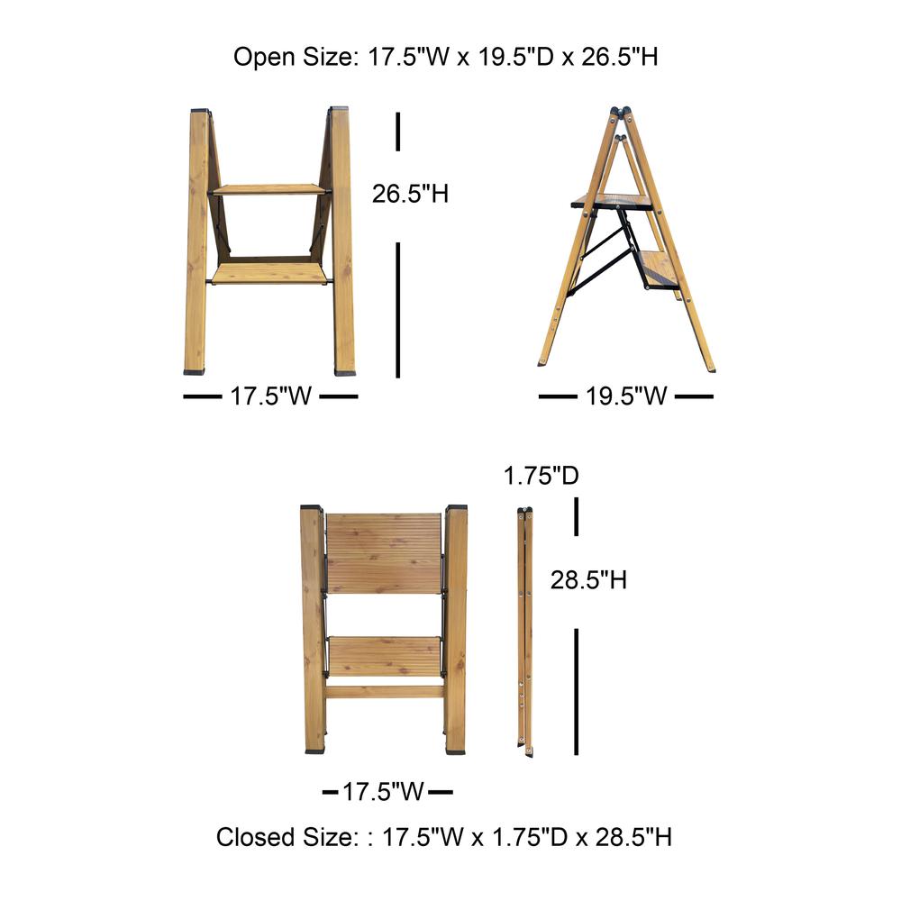 2 Step Aluminum Wood Grain Folding Ladder. Picture 7