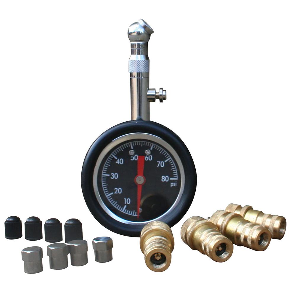 13 Piece Deflators Set with 2 Inch Tire Pressure Gauge. Picture 1