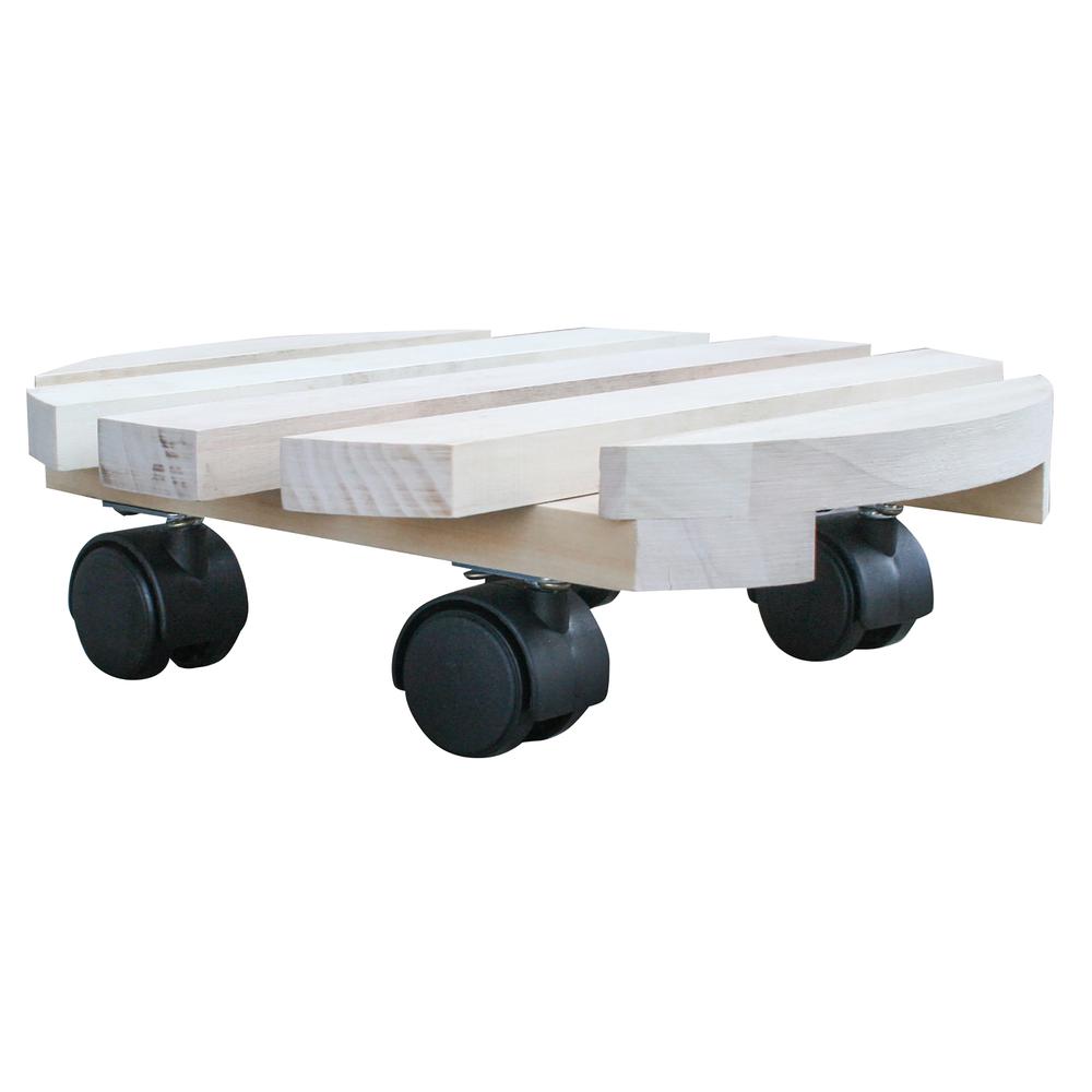 2 Piece Rolling Wood Plant Caddie - Round. Picture 5