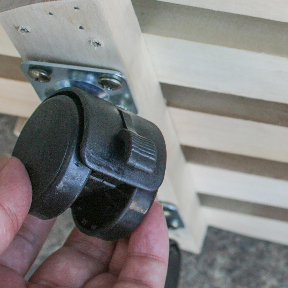 2 Piece Rolling Wood Plant Caddie - Round. Picture 6