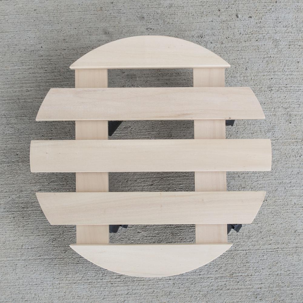 2 Piece Rolling Wood Plant Caddie - Round. Picture 4
