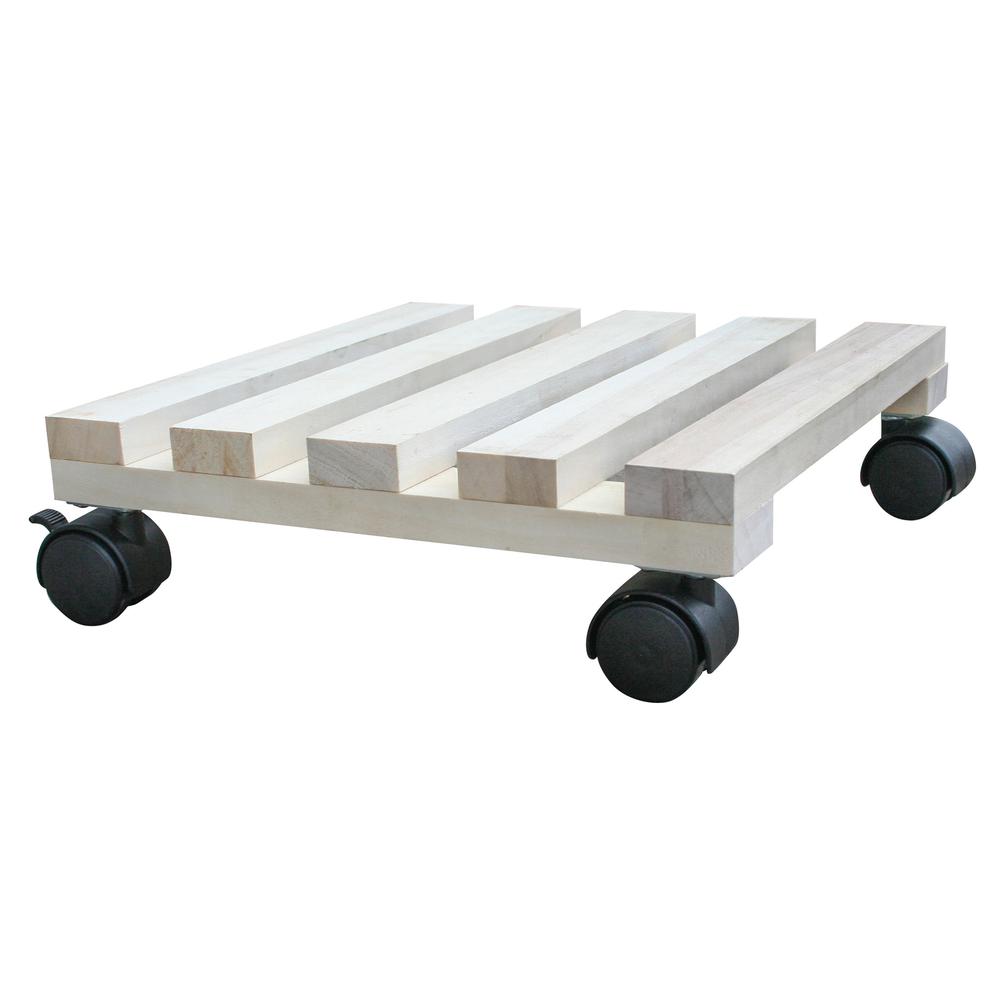 2 Piece Rolling Wood Plant Caddie - Square. Picture 5