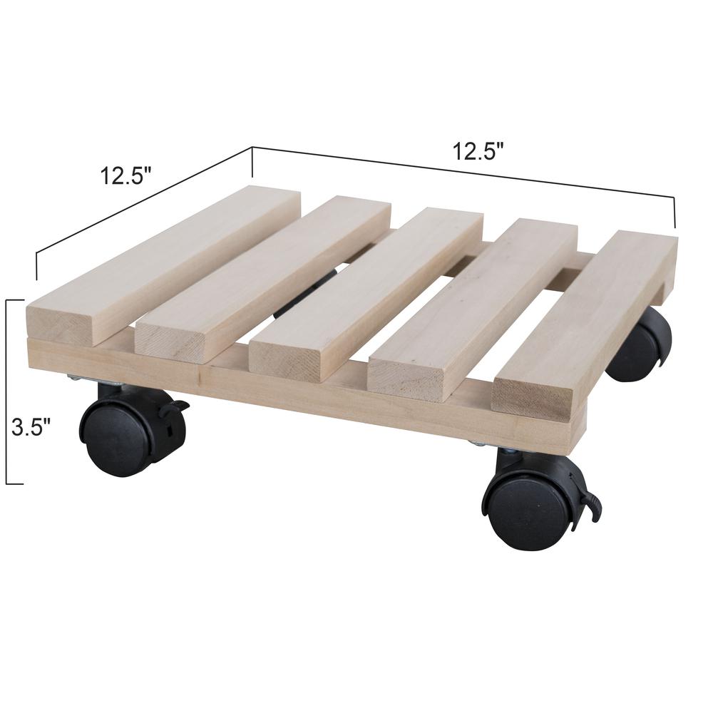 2 Piece Rolling Wood Plant Caddie - Square. Picture 7